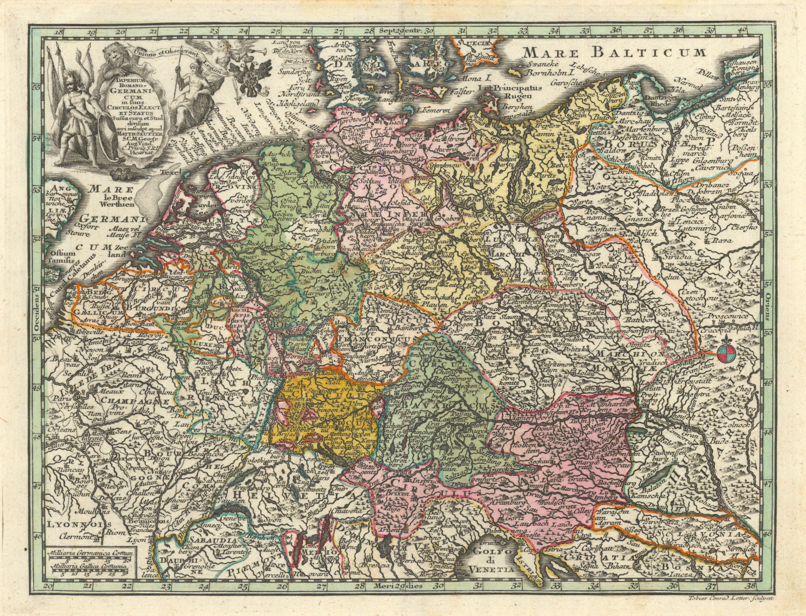 Imperium Romano-Germanicum. Holy Roman Empire/Germany/Austria. Seutter c1744 map